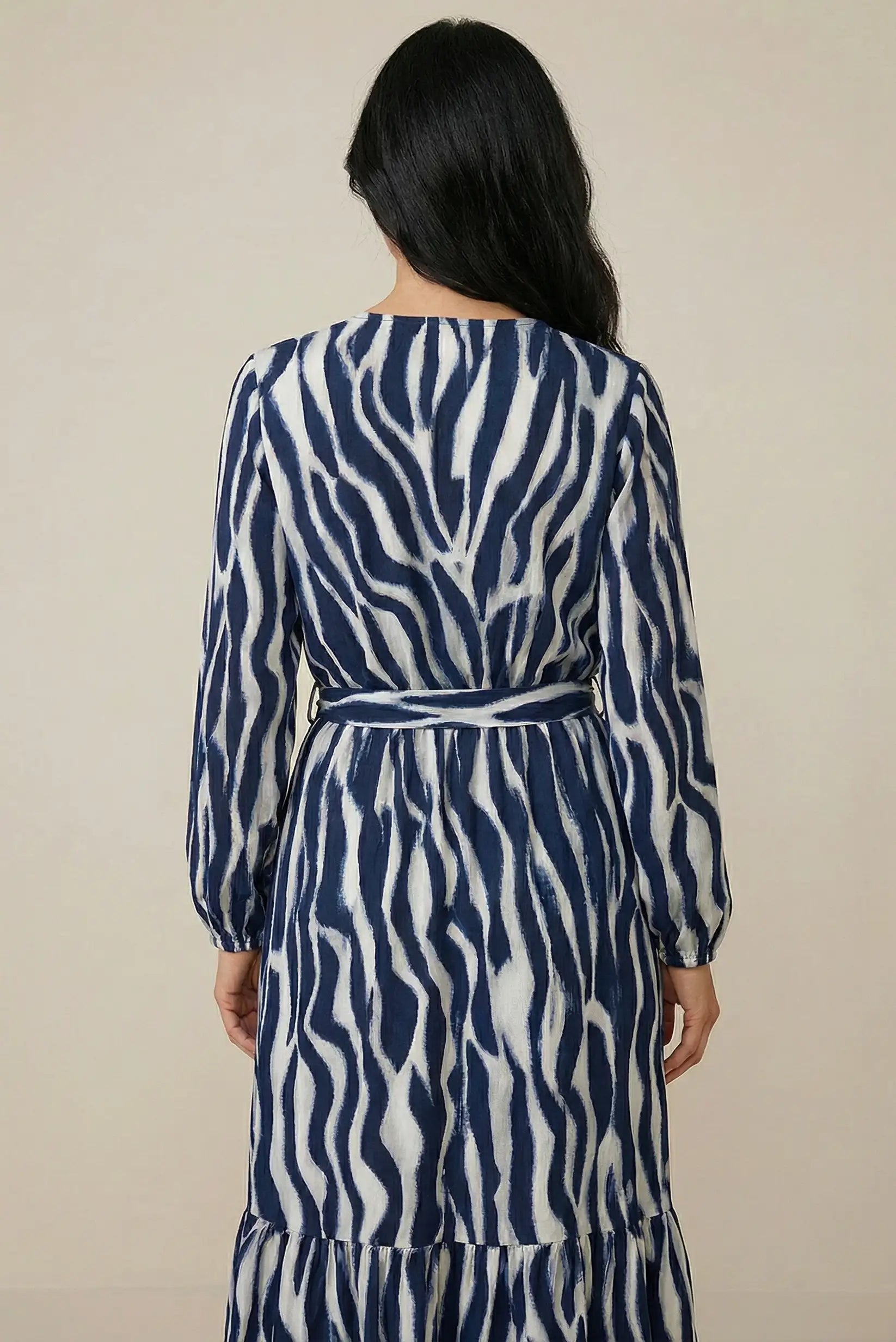 Vestido largo Azul Marino Animal Print