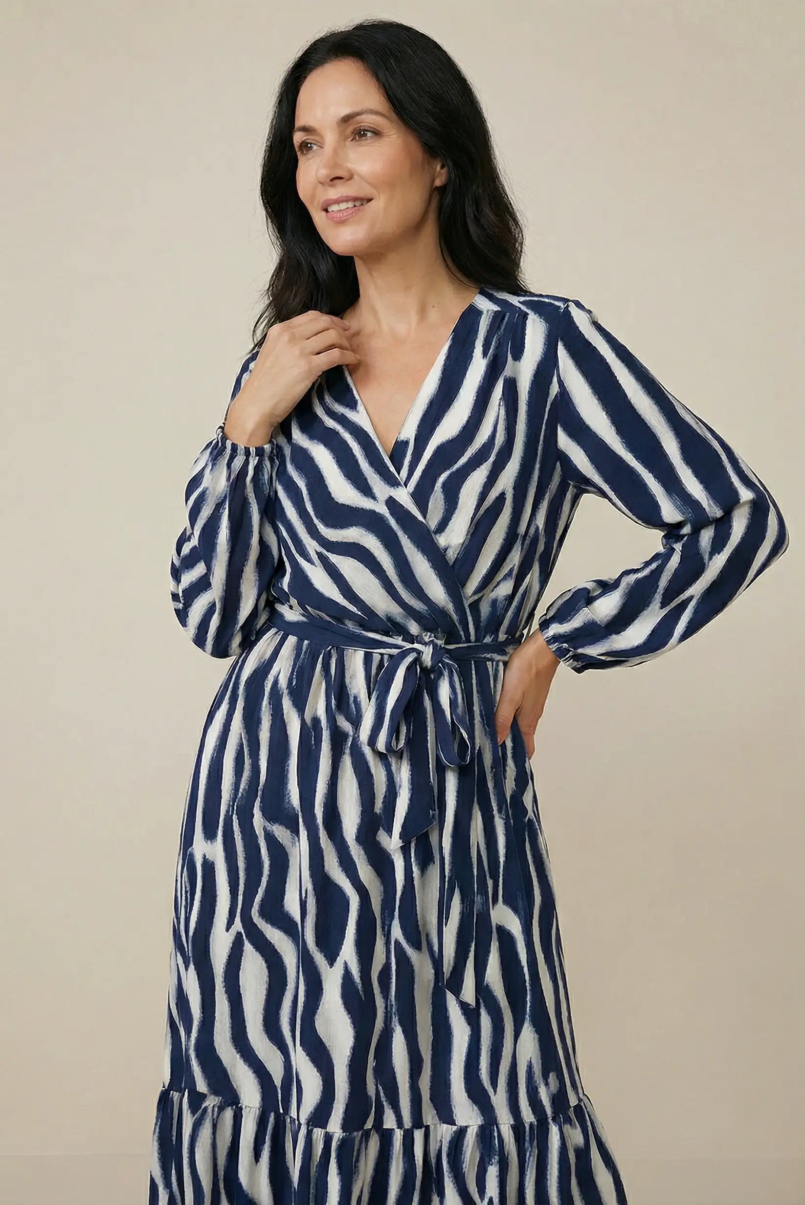 Vestido largo Azul Marino Animal Print