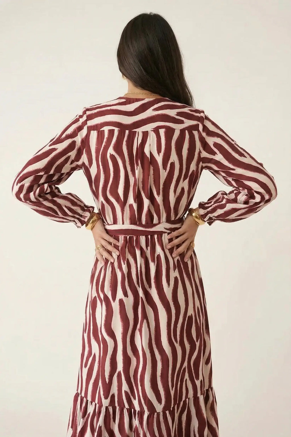 Vestido largo Burdeos Estampado Animal print