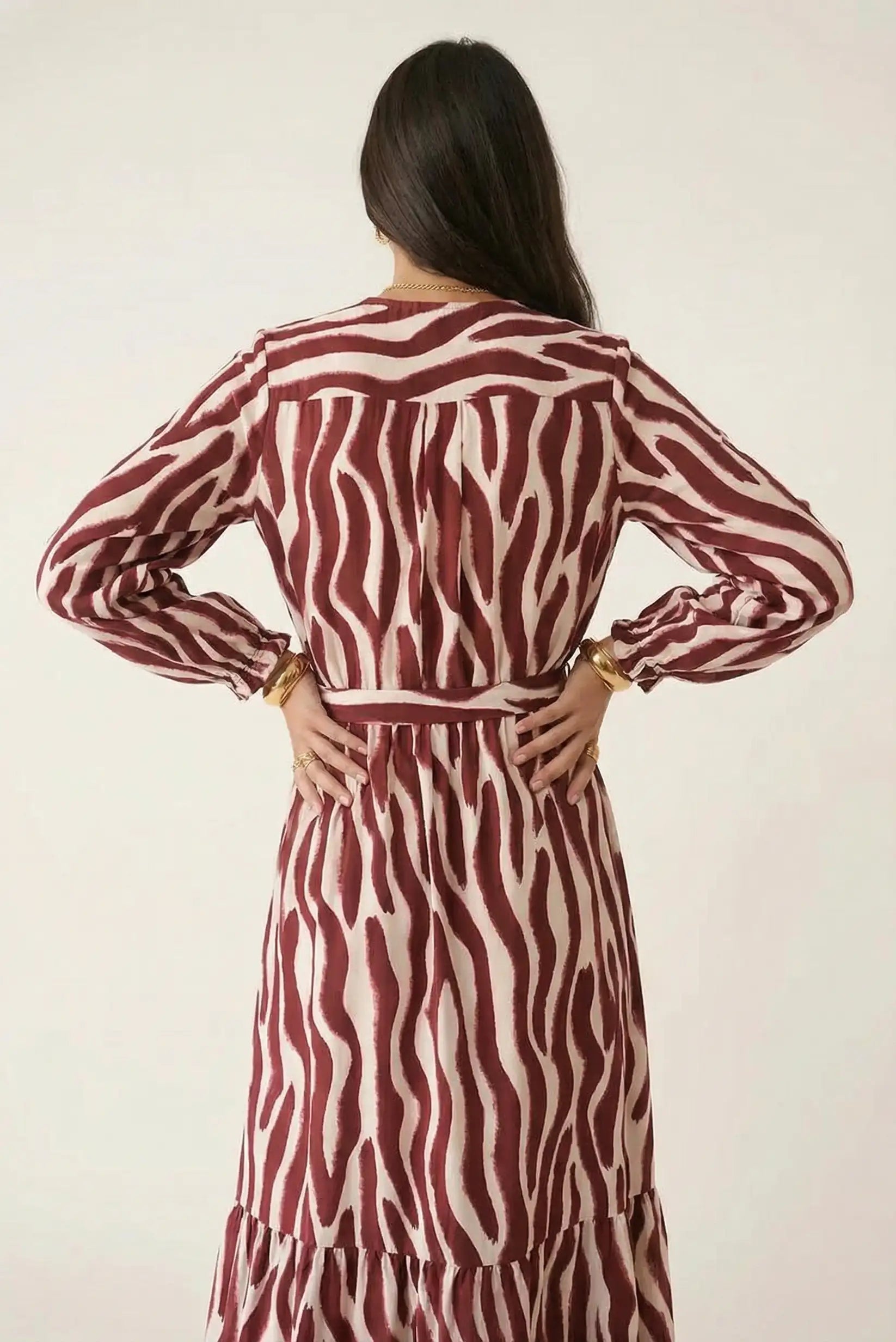 Vestido largo Burdeos Estampado Animal print