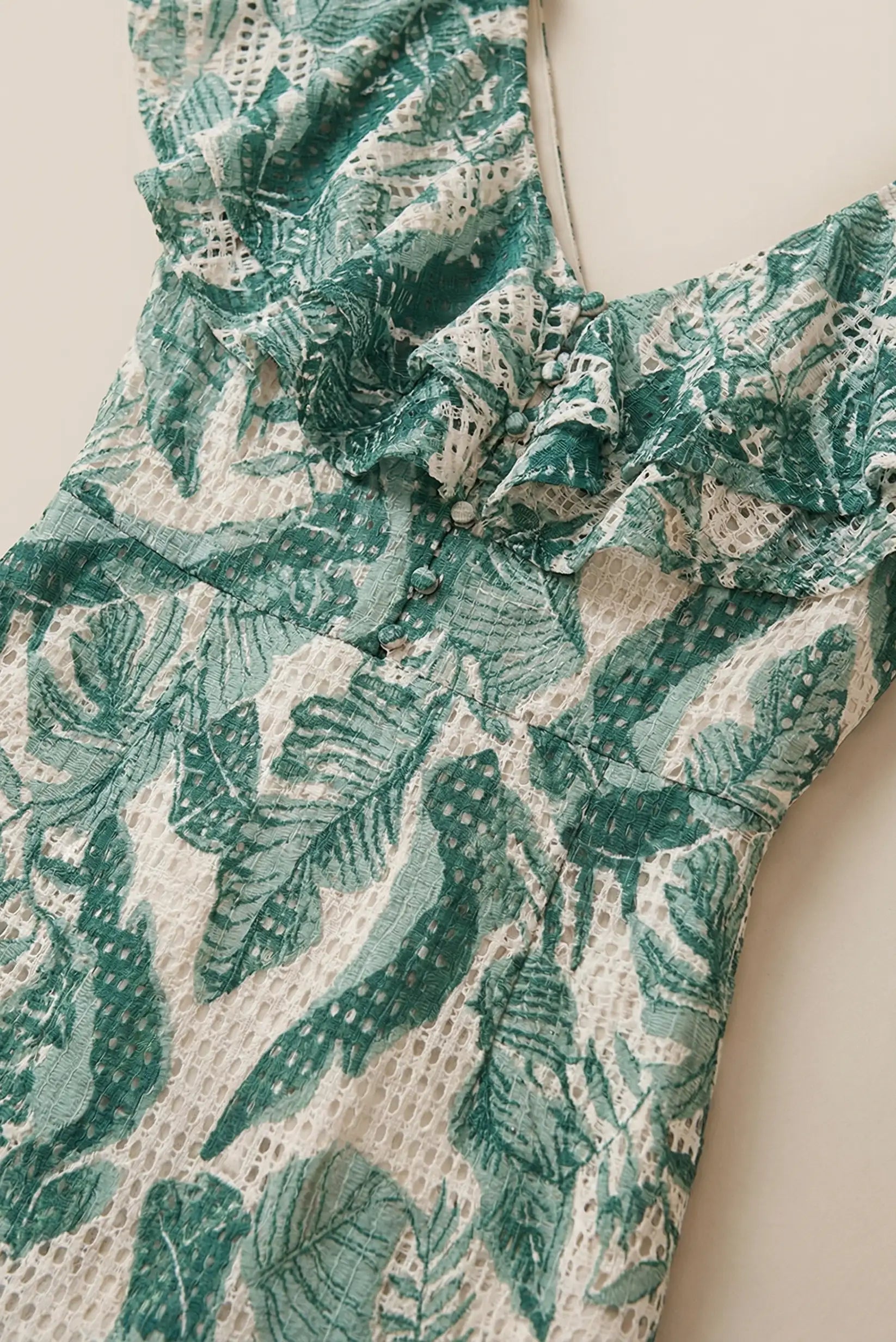 Vestido Mujer Largo Verde Estampado Floral | Volantes Primavera