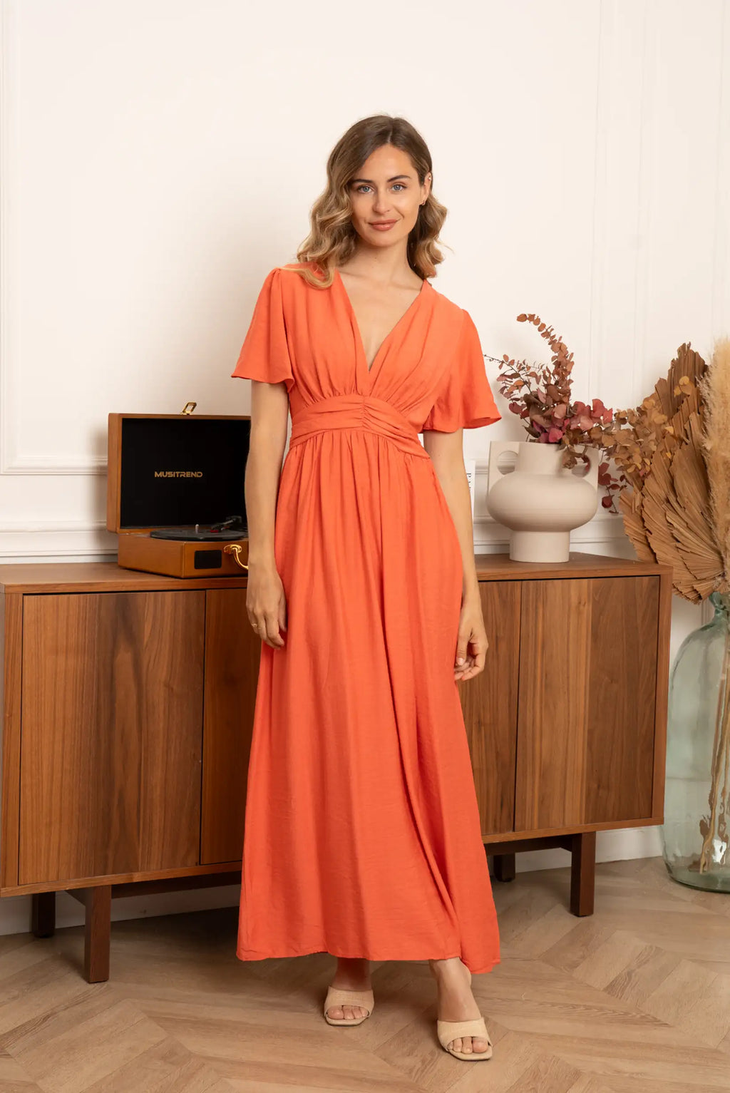 Vestido mujer Terracota primavera manga corta