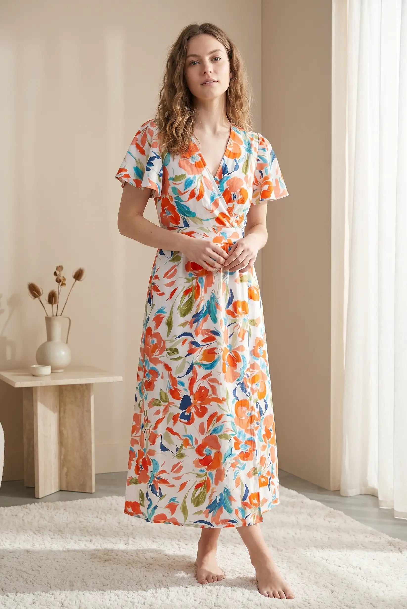 Vestido Midi Mujer Estampado Floral Multicolor