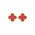 Pendientes Trébol de la Suerte Rosa - Acero 100% Bañado en Oro 18K
