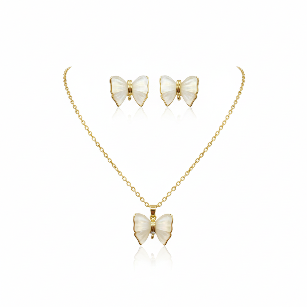 Conjunto de Collar y Pendientes White Whisper