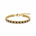 Pulsera Bicolor con Circonitas y Diseño Trenzado 100% Acero Bañado en Oro 18K