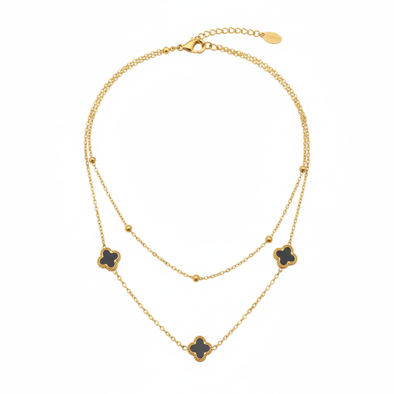 Collar Double Trèfle Noir