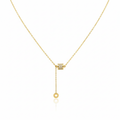 Collar Ajustable con Cilindro de Circonitas y Cadena Colgante - 100% Acero Bañado en Oro 18K