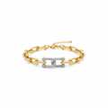 Pulsera de Cadena con Motivos de Trébol Negros - 100% Acero Bañada en Oro de 18K