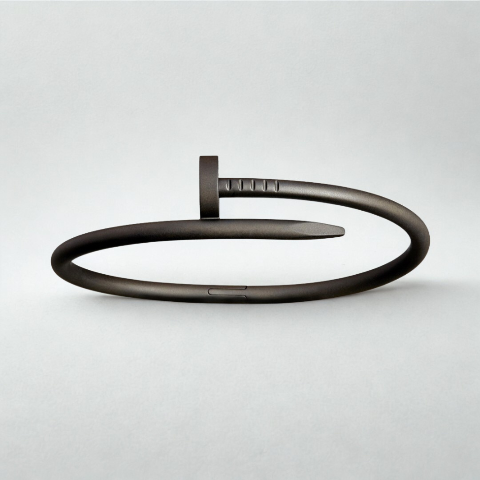 Pulsera Diseño Clavo Ajustable - 100% Acero Bañado en Rodio Negro