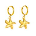 Pendientes de Aro Dorados con Colgante de Estrella de Mar - 100% Acero Bañado en Oro 18K
