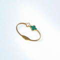 Pulsera Rígida con Trébol Blanco Nácar y Verde Malaquita 100% Acero Bañado en Oro 18K