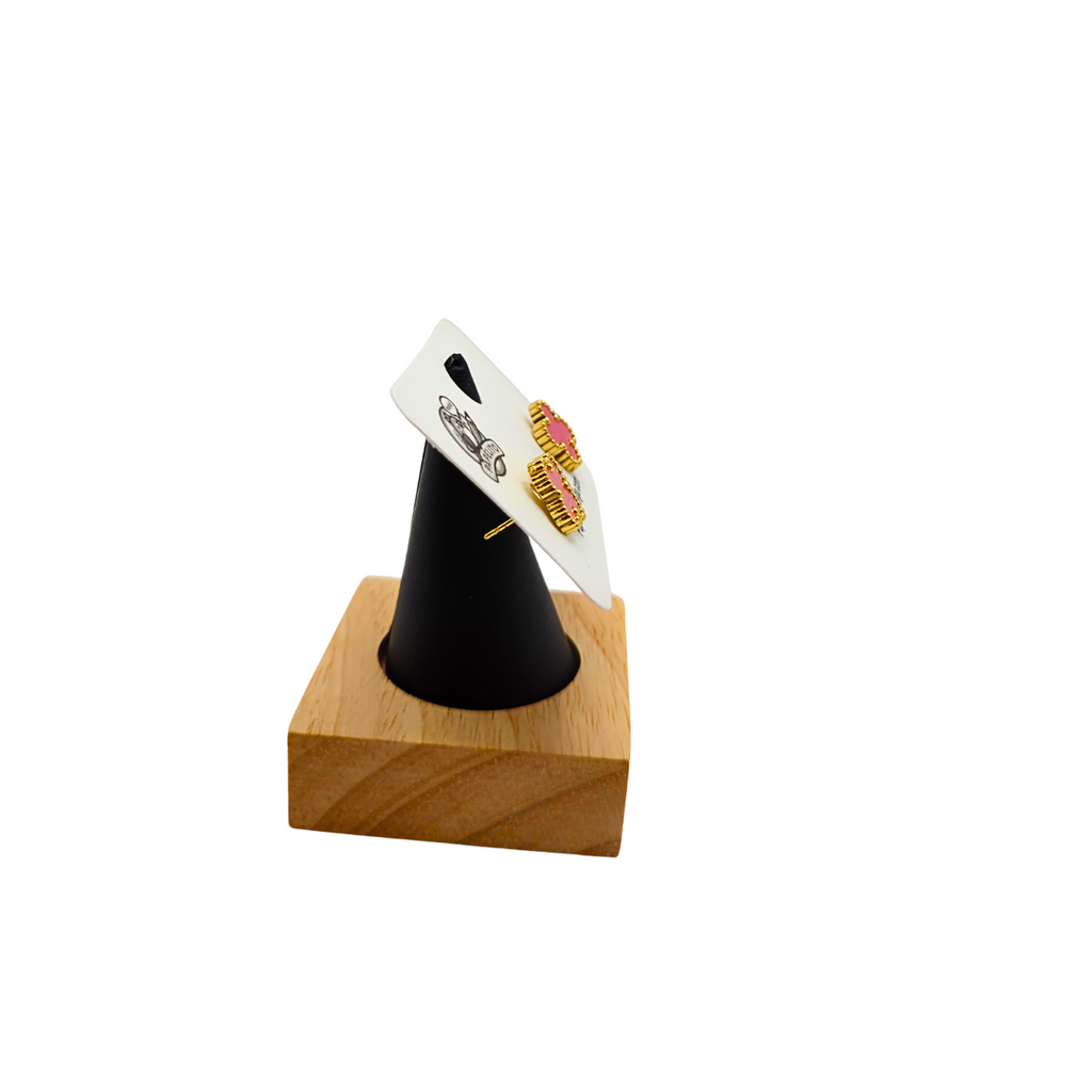 Pendientes Trébol de la Suerte Rosa - Acero 100% Bañado en Oro 18K