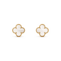 Pendientes de Trébol con Nácar 100% Acero Bañados en Oro de 18K - Elegancia Clásica